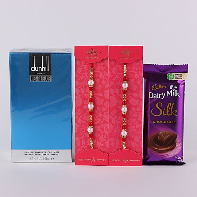 Buy Send White N Red Pearl Rakhi Chocolate Mp Online Fnp