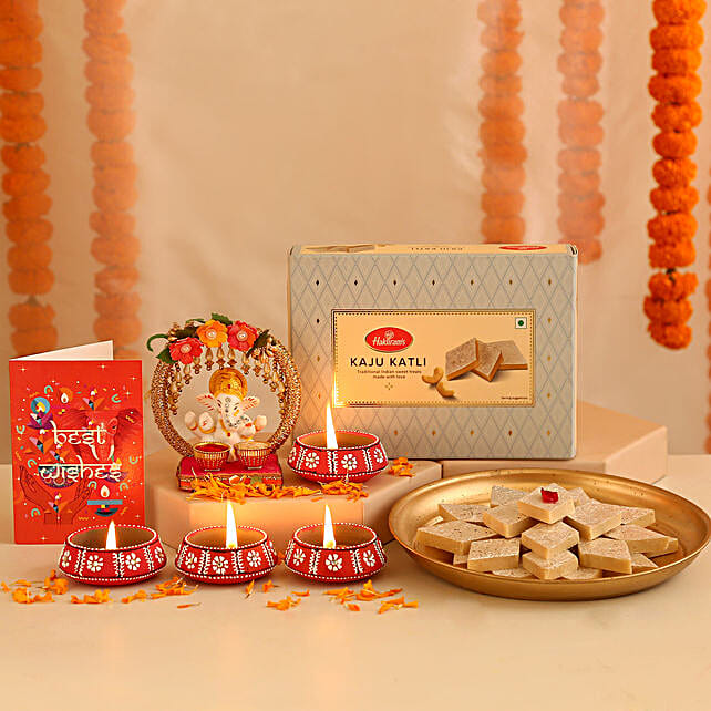 Diwali Greetings With Haldirams Kaju Katli Gift Hamper egypt | Gift ...